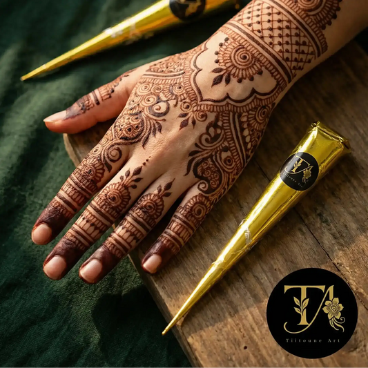 Henné mariée tamoule — motif traditionnel sacré sur main par Tiitoune Art La Réunion 974