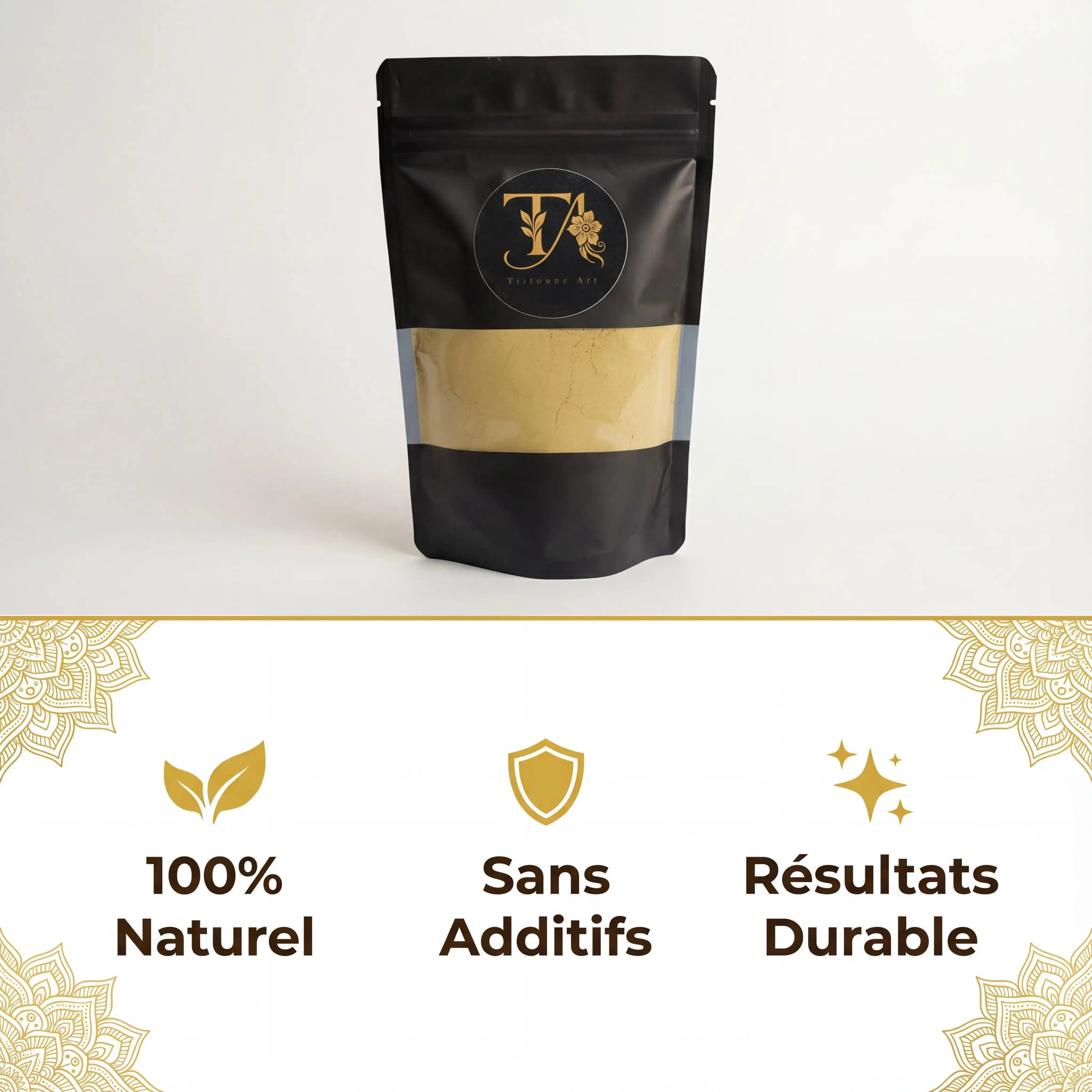 Henné en poudre 100% naturel – Coloration végétale cheveux Tiitoune art