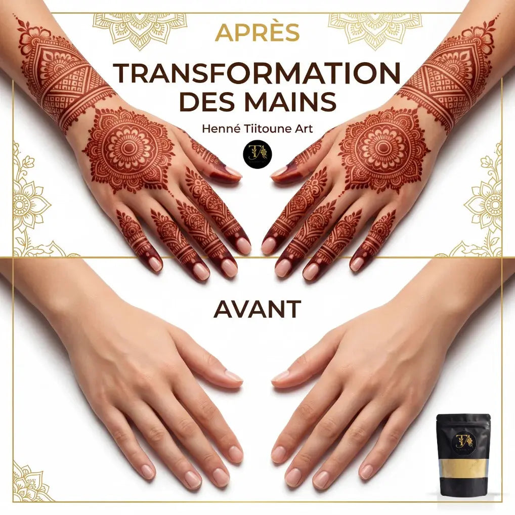 Henné en poudre 100% naturel – Coloration végétale cheveux Tiitoune art