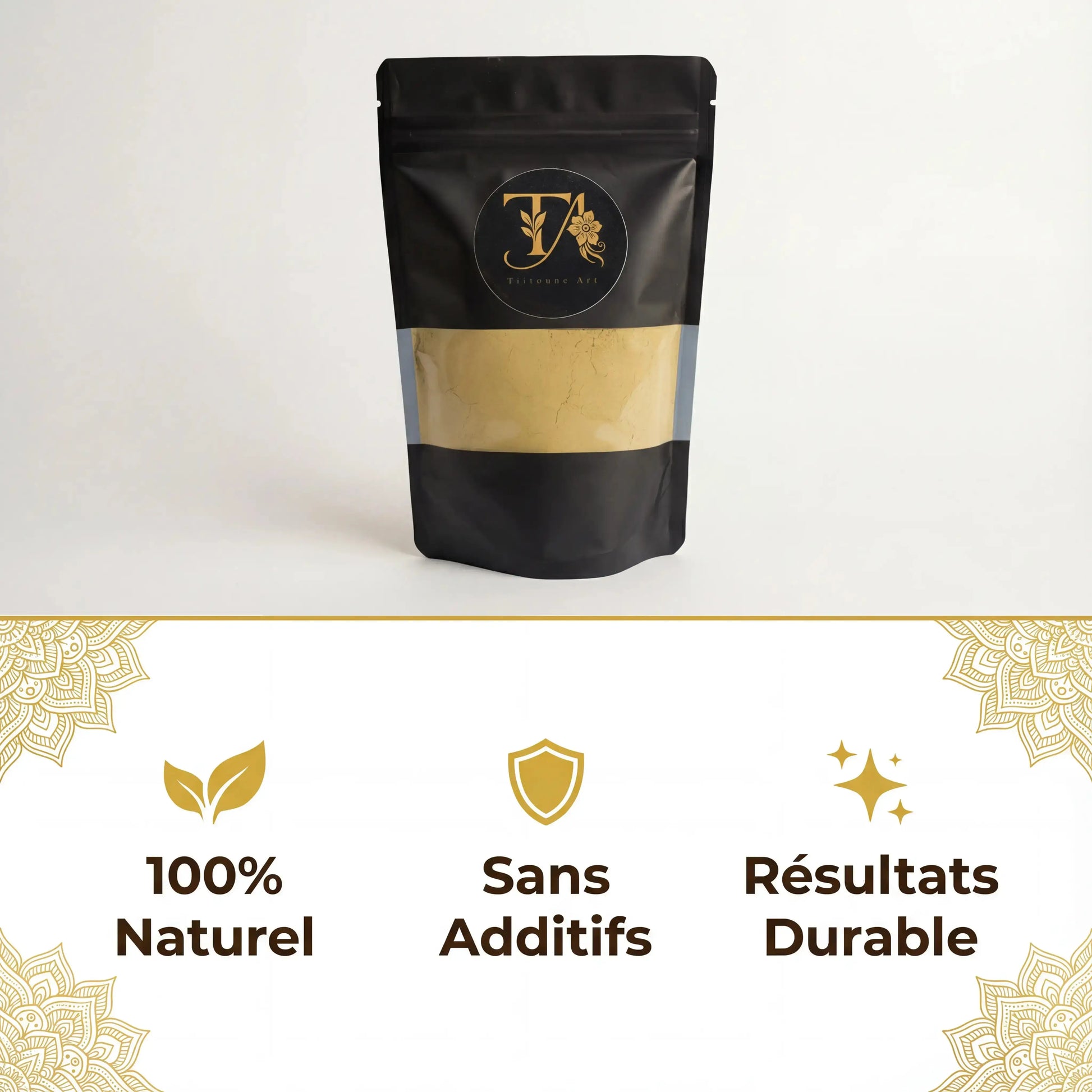 Henné en poudre 100% naturel – Coloration végétale cheveux Tiitoune art